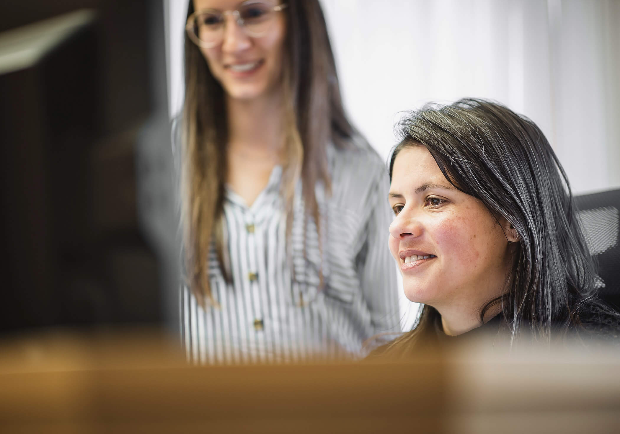 Due donne che guardano lo schermo - Elaborazione dati Steger